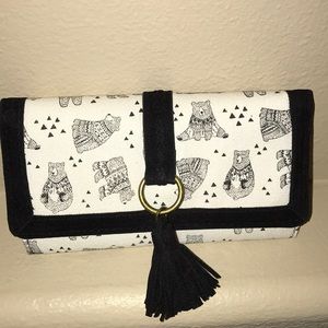 Black and white bear wallet.